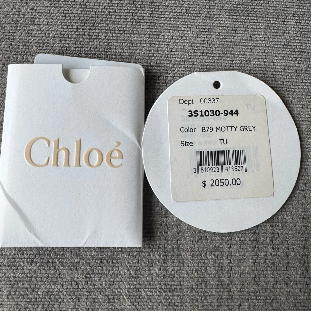 Chloe Drew Grey Pebbled Leather Shoulder Bag Gold Hardware medium